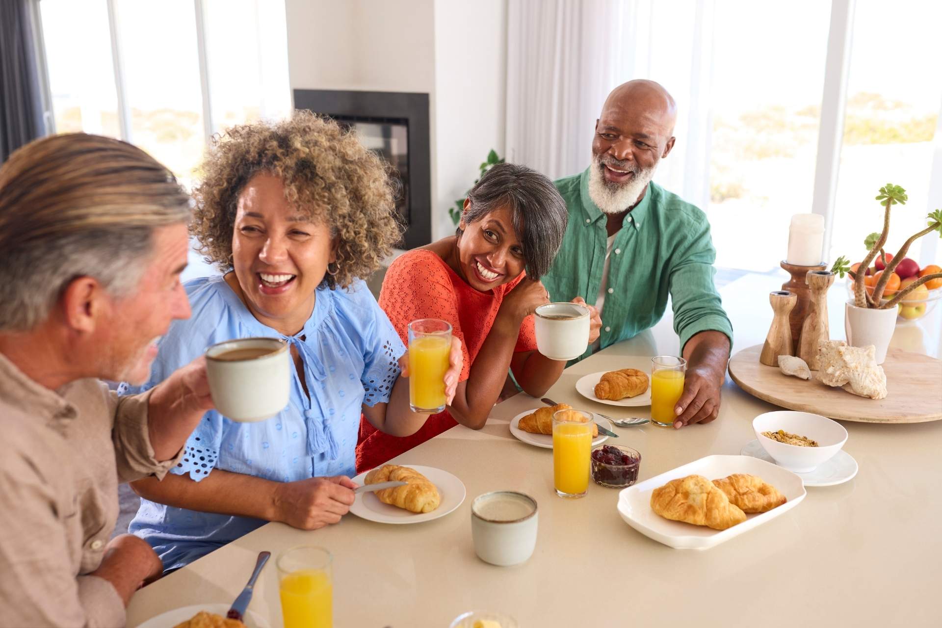 A group of people enjoying coffee together.
